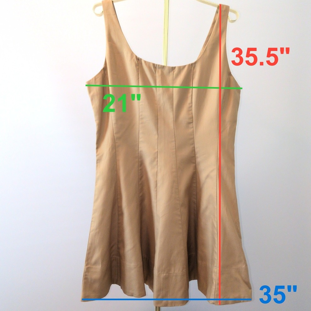 NWT Banana Republic Twill Dress Women 14 Khaki Fit Flare‎ Tailored Knee Length - Picture 2 of 14